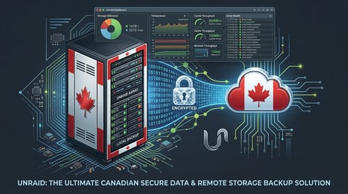 unRaid server performing local appdata backup and encrypted remote sync to a Canadian data center.