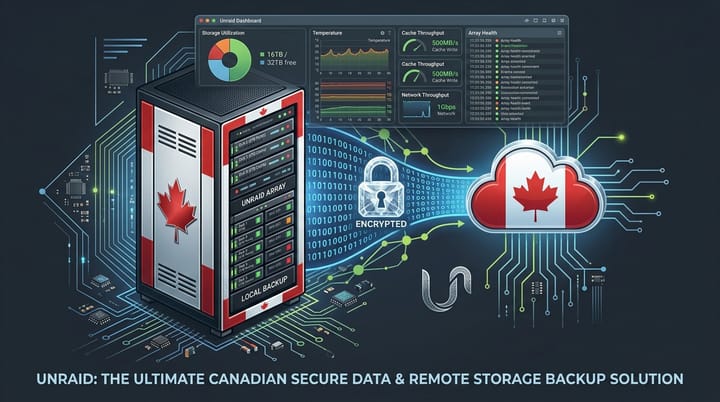 unRaid server performing local appdata backup and encrypted remote sync to a Canadian data center.